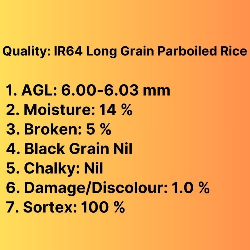 IR64 Long Grain Parboiled Rice